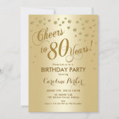 Gold 80th Birthday Party Kaart (Voorkant)