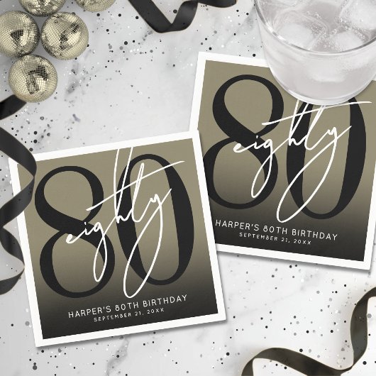 Gold 80th Birthday Party Servet