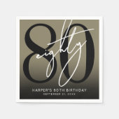 Gold 80th Birthday Party Servet (Voorkant)