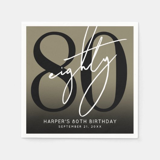 Gold 80th Birthday Party Servet (Voorkant)