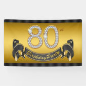 Gold 80th Birthday Party Spandoek (Horizontaal)