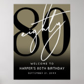 Gold 80th Birthday Party Welcome Sign Poster (Voorkant)