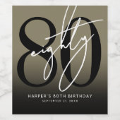 Gold 80th Birthday Party Wijn Etiket (Enkel label)