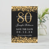 Gold 80th Birthday Sla de datum op met details Kaart (Staand voorkant)