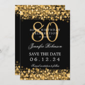 Gold 80th Birthday Sla de datum op met details Kaart (Voorkant / Achterkant)