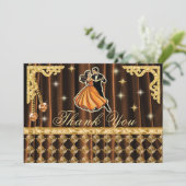 Gold 80th Birthday Thank You with Dancers Bedankkaart (Staand voorkant)