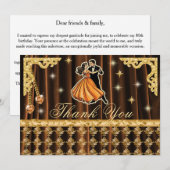 Gold 80th Birthday Thank You with Dancers Bedankkaart (Voorkant / Achterkant)