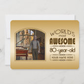 Gold 80th Birthday World's Best Custom Photo Lijst Kaart (Voorkant)