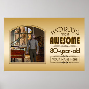 Gold 80th Birthday World's Best Custom Photo Lijst Poster