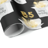 Gold 85th Birthday-ballonnen in White Box Cadeaupapier (Rol Hoek)