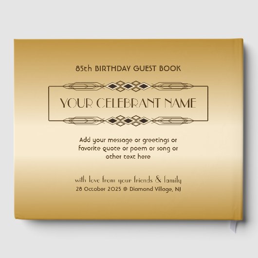 Gold 85th Birthday World's Best Custom Photo Lijst Gastenboek (Achterkant)