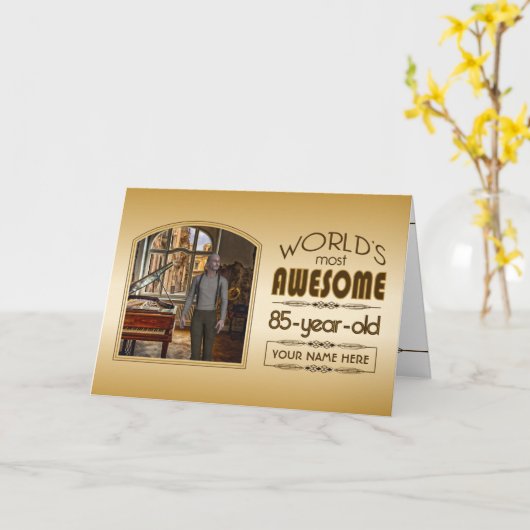 Gold 85th Birthday World's Best Custom Photo Lijst Kaart (Gele Bloem)