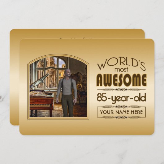 Gold 85th Birthday World's Best Custom Photo Lijst Kaart (Voorkant / Achterkant)