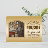 Gold 85th Birthday World's Best Custom Photo Lijst Kaart (Staand voorkant)