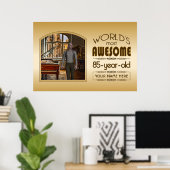 Gold 85th Birthday World's Best Custom Photo Lijst Poster (Thuiskantoor)