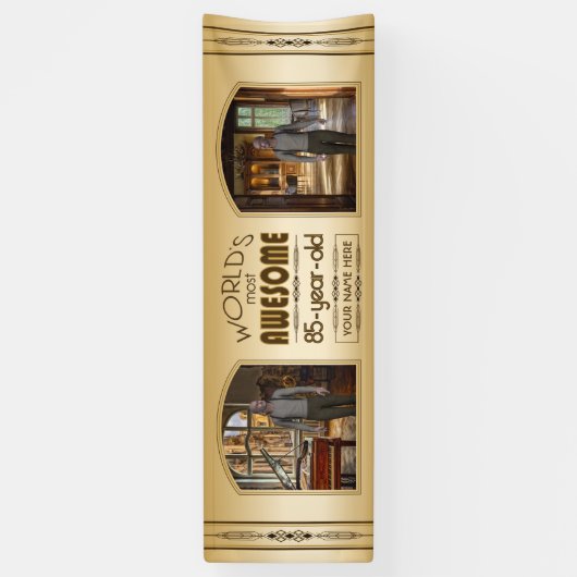 Gold 85th Birthday World's Best Custom Photo Lijst Spandoek (Verticaal)