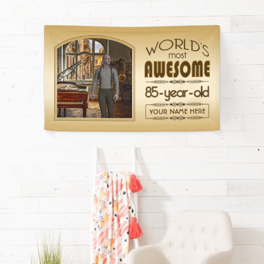 Gold 85th Birthday World's Best Custom Photo Lijst Spandoek (Insitu)