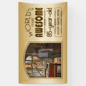 Gold 85th Birthday World's Best Custom Photo Lijst Spandoek (Verticaal)