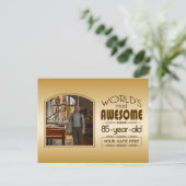 Gold 85th Birthday World's Best Custom Photo Lijst Uitnodiging Briefkaart (Staand voorkant)