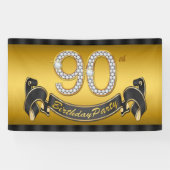 Gold 90e verjaardag spandoek (Horizontaal)