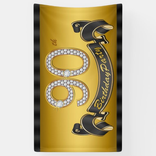 Gold 90e verjaardag spandoek (Verticaal)