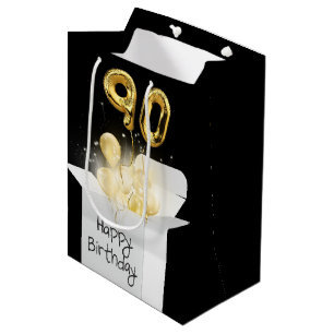 Gold 90th Birthday-ballonnen in doos Medium Cadeauzakje