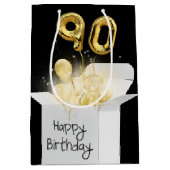 Gold 90th Birthday-ballonnen in doos Medium Cadeauzakje (Voorkant)