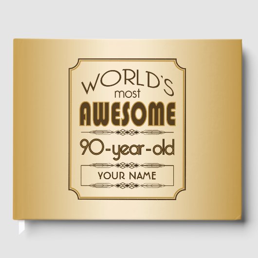 Gold 90th Birthday Celebration World Best Fabulous Gastenboek (Voorkant)