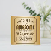 Gold 90th Birthday Celebration World Best Fabulous Kaart (Staand voorkant)