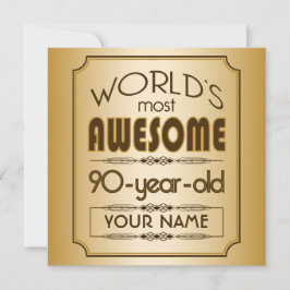 Gold 90th Birthday Celebration World Best Fabulous Kaart