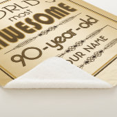 Gold 90th Birthday Celebration World Best Fabulous Sherpa Deken (3/4)