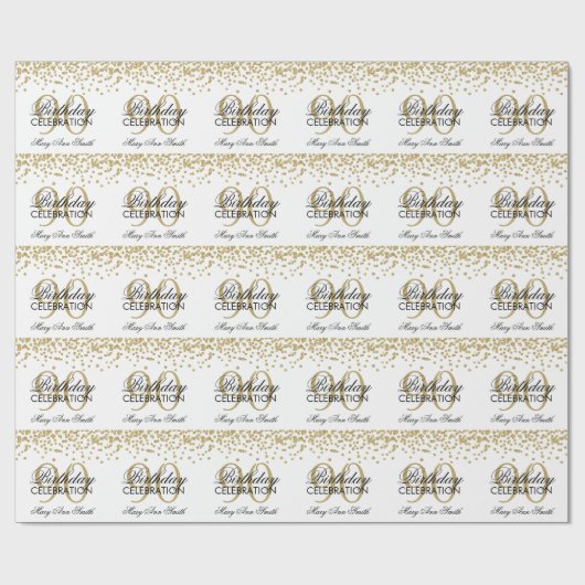 Gold 90th Birthday Glitter Confetti Cadeaupapier (Vlak)