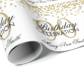Gold 90th Birthday Glitter Confetti Cadeaupapier (Rol Hoek)