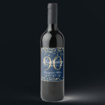 Gold 90th Birthday Glitter Confetti Navy Blue Wijn Etiket<br><div class="desc">Elegant 90th Birthday Wine Label ontwerp met Gold Navy Blue Glitter Confetti motief,  aangepaste namen en datumtekst. Maak indruk op uw familie en vrienden met dit stijlvolle ontwerp.</div>