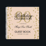 Gold 90th Birthday Guestbook Confetti Blush Pink Notitieboek<br><div class="desc">Een elegante 90th Birthday Party Guest Book-sjabloon met Gold Glitter Confetti op Blush Pink-ontwerp en eenvoudig aan te passen tekst.</div>