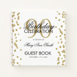 Gold 90th Birthday Guestbook Confetti Notitieboek<br><div class="desc">Een elegante 90th Birthday Party Guest Book-sjabloon met Gold Glitter Confetti-ontwerp en eenvoudig aan te passen tekst.</div>