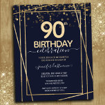 Gold 90th Birthday Party Budget Invitation<br><div class="desc">Elegant Faux gouden grens met de schijnwerpers aan de bovengrens. Alle tekst kan worden aangepast en kan eenvoudig worden gewijzigd voor uw eigen wensen. Geweldig elegante 90e verjaardag sjabloon.</div>