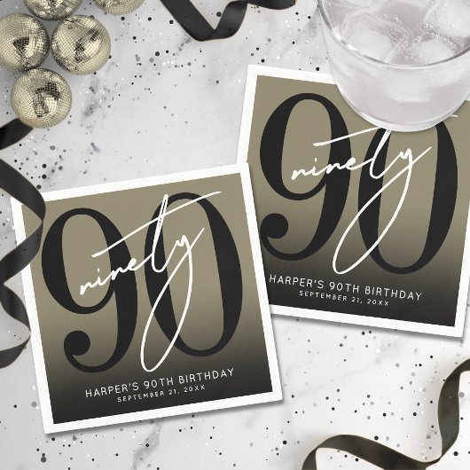 Gold 90th Birthday Party Servet