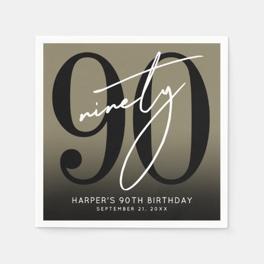 Gold 90th Birthday Party Servet (Voorkant)