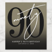 Gold 90th Birthday Party Wijn Etiket (Enkel label)