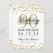 Gold 90th Birthday Save Date Confetti Kaart (Voorkant / Achterkant)