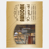 Gold 90th Birthday World's Best Custom Photo Lijst Fleece Deken (Voorkant)
