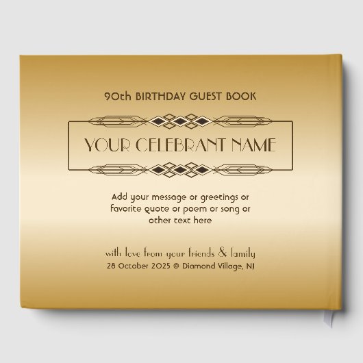 Gold 90th Birthday World's Best Custom Photo Lijst Gastenboek (Achterkant)