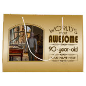 Gold 90th Birthday World's Best Custom Photo Lijst Groot Cadeauzakje (Achterkant)