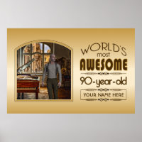 Gold 90th Birthday World's Best Custom Photo Lijst