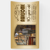 Gold 90th Birthday World's Best Custom Photo Lijst Spandoek (Verticaal)