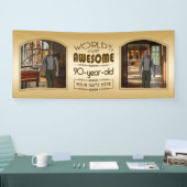 Gold 90th Birthday World's Best Custom Photo Lijst Spandoek (Beurs)