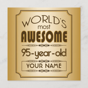 Gold 95th Birthday Celebration World Best Fabulous Kaart