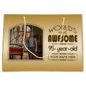 Gold 95th Birthday World's Best Custom Photo Lijst Groot Cadeauzakje (Voorkant)