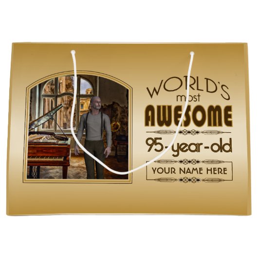 Gold 95th Birthday World's Best Custom Photo Lijst Groot Cadeauzakje (Voorkant)